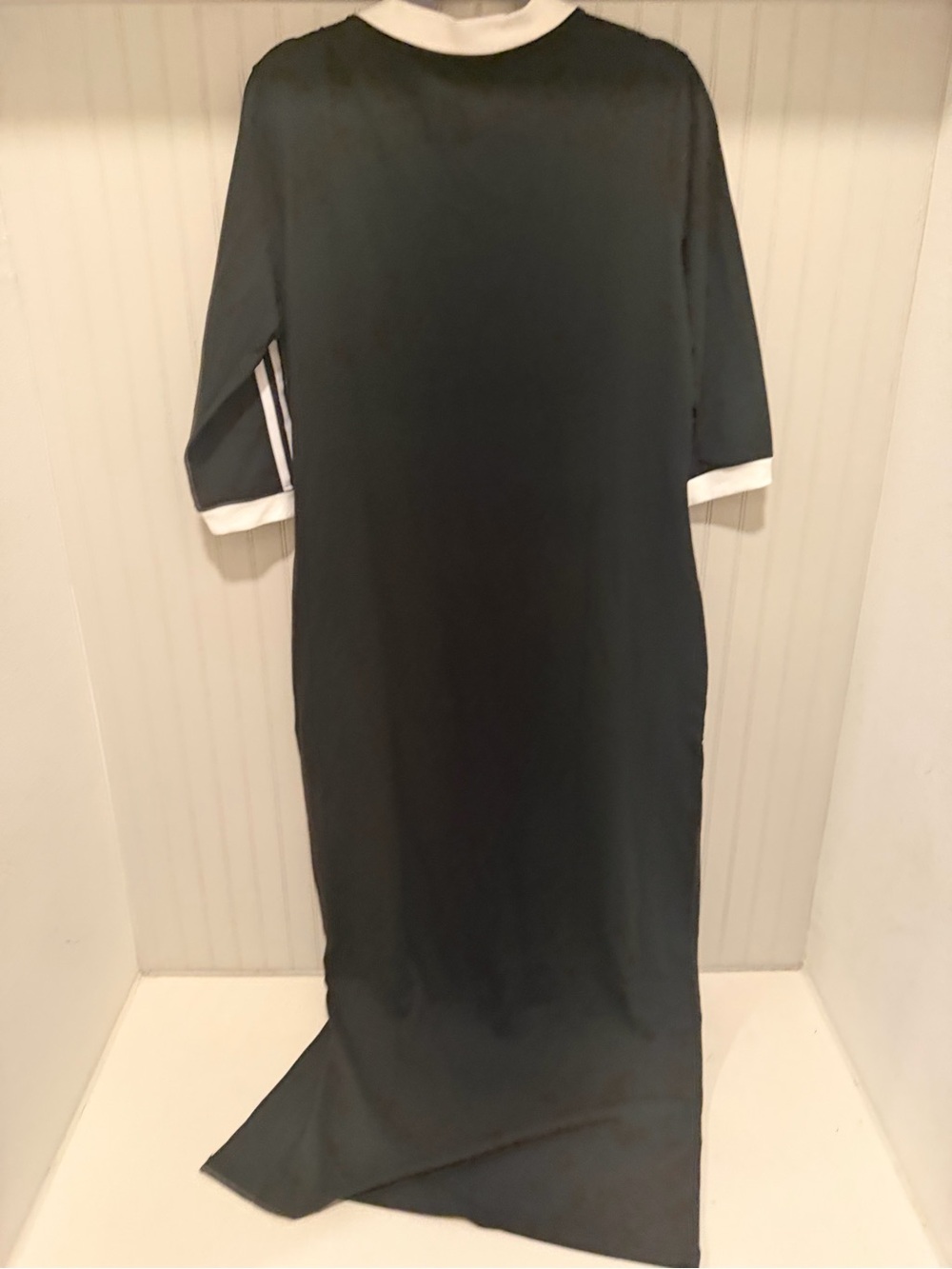 adidas Black V-Neck Maxi Dress with White Stripe Detail - Picture 6 of 7